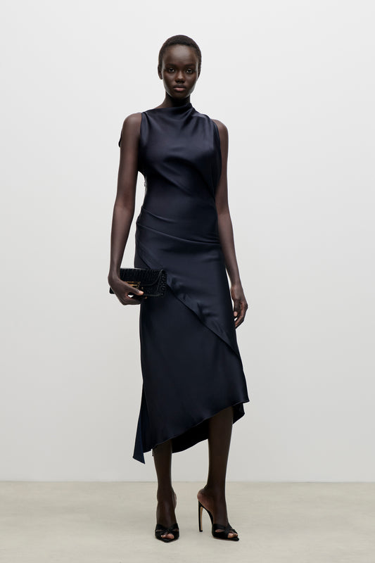 Kyra Midi Dress In Dark Navy