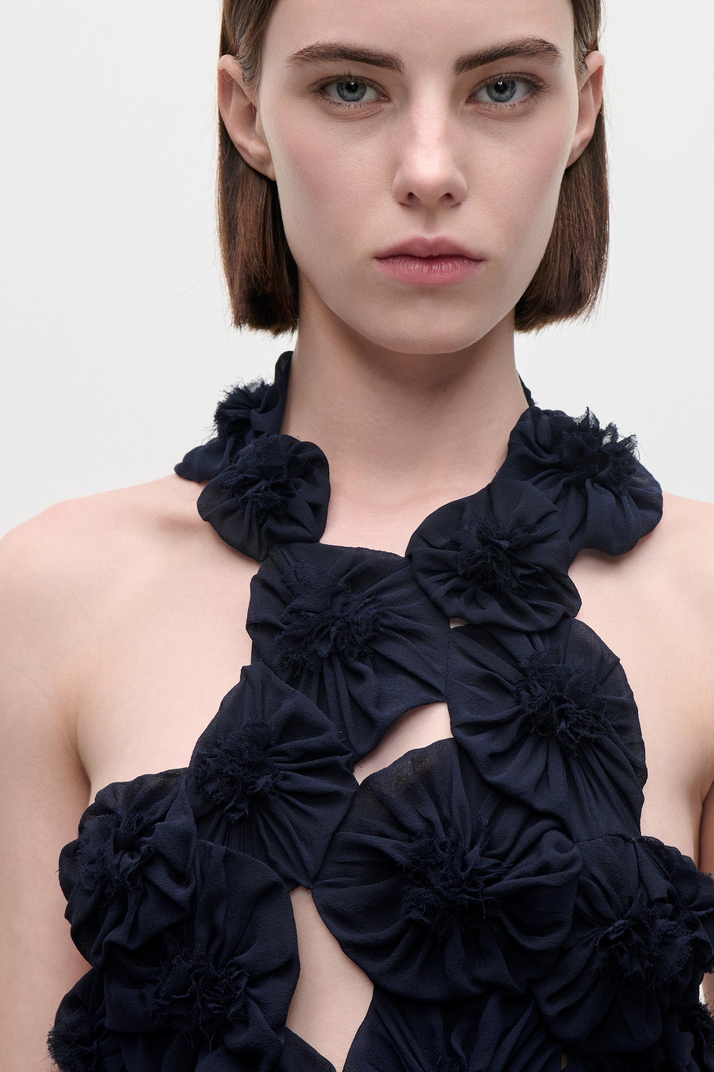 Cut Out Applique Gown In Navy