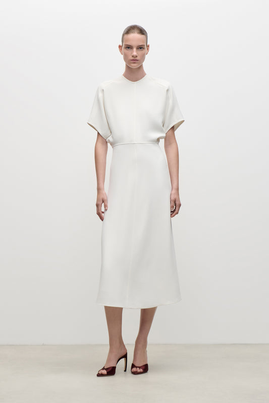 Eleanor Midi Dress In Bright Ivory