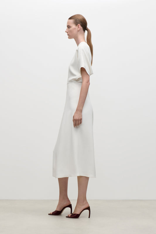 Eleanor Midi Dress In Bright Ivory