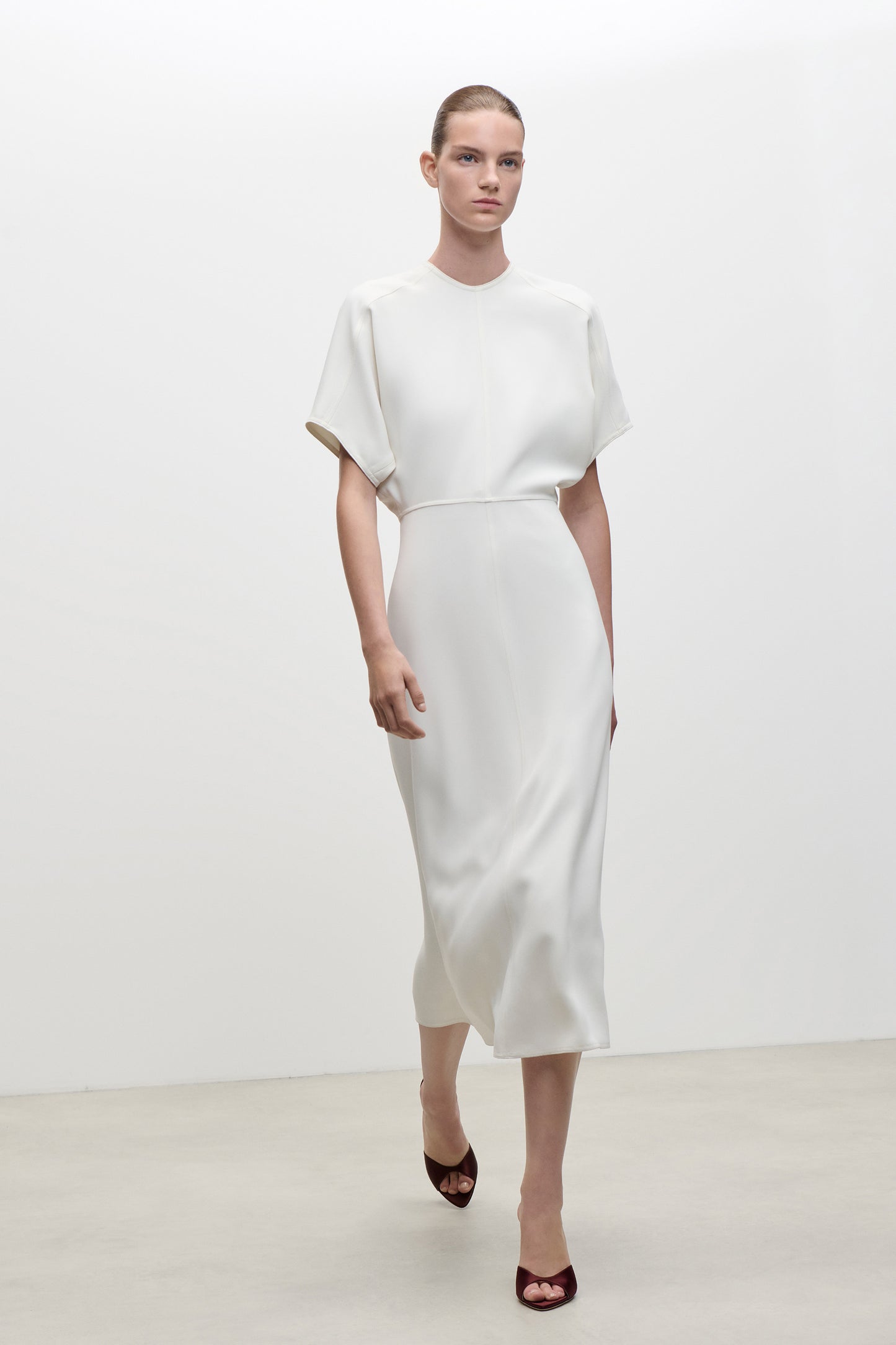 Eleanor Midi Dress In Bright Ivory