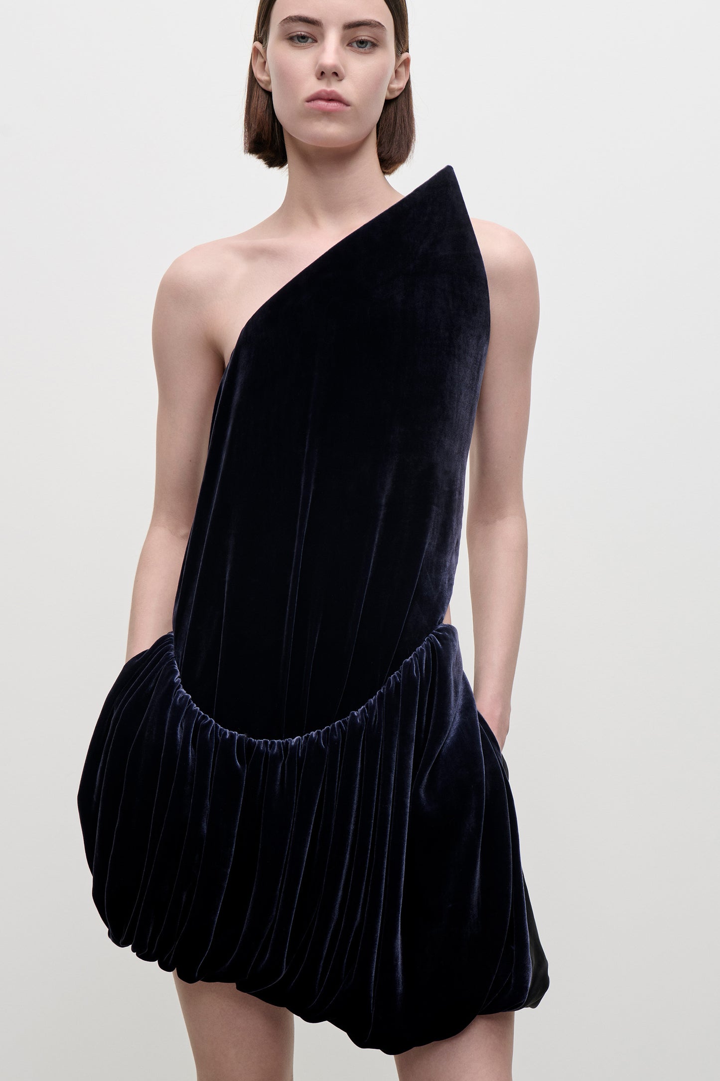 Asymmetric Mini Dress In Navy
