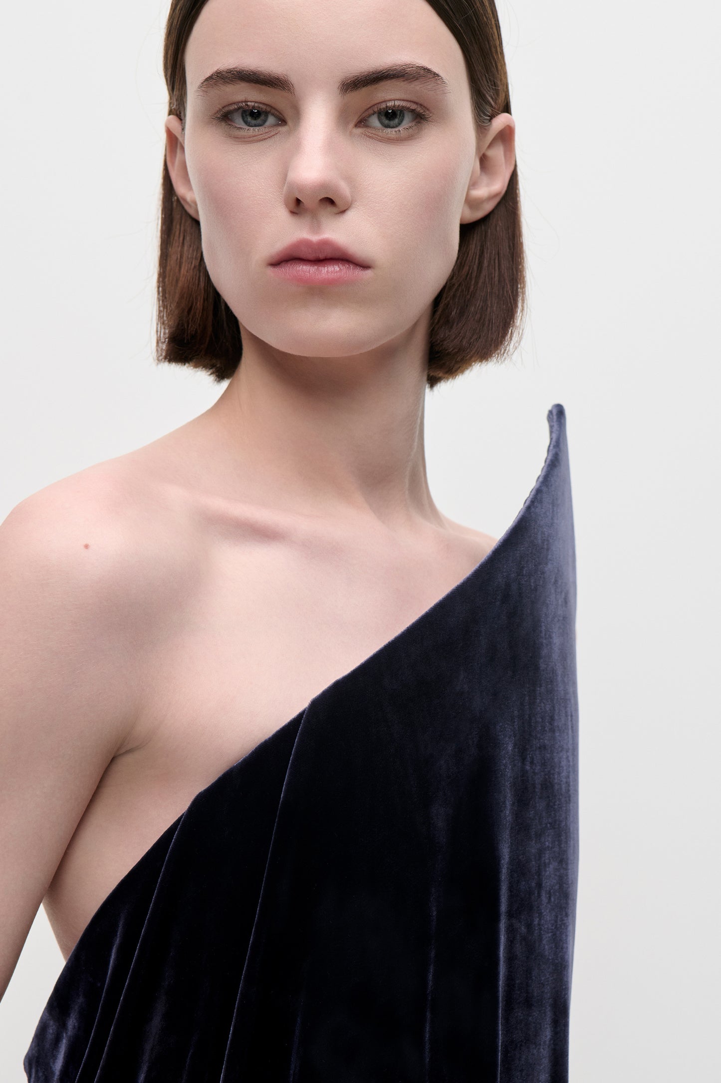Asymmetric Mini Dress In Navy
