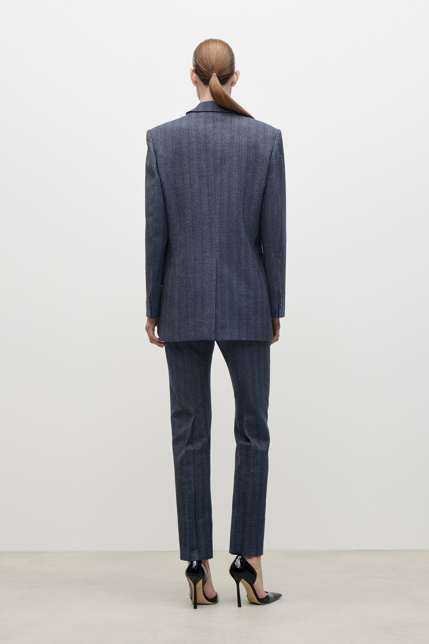 Split Collar Jacket In Blue Melange