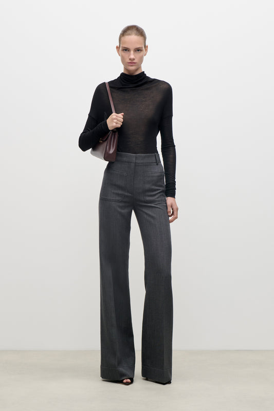 Alina Trouser In Dark Grey Melange