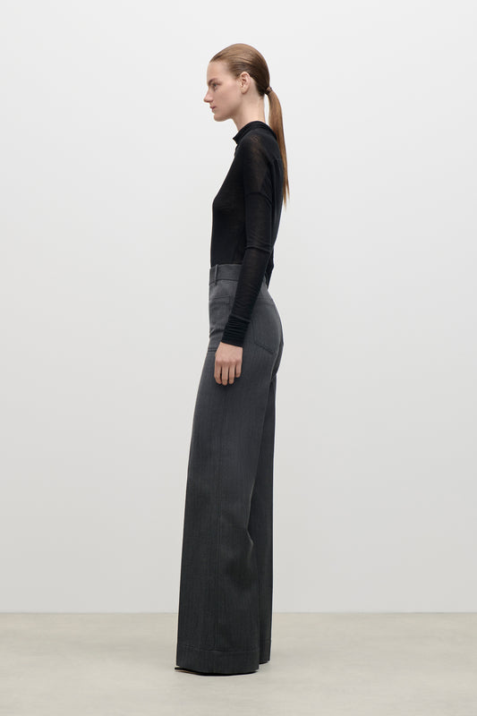 Alina Trouser In Dark Grey Melange