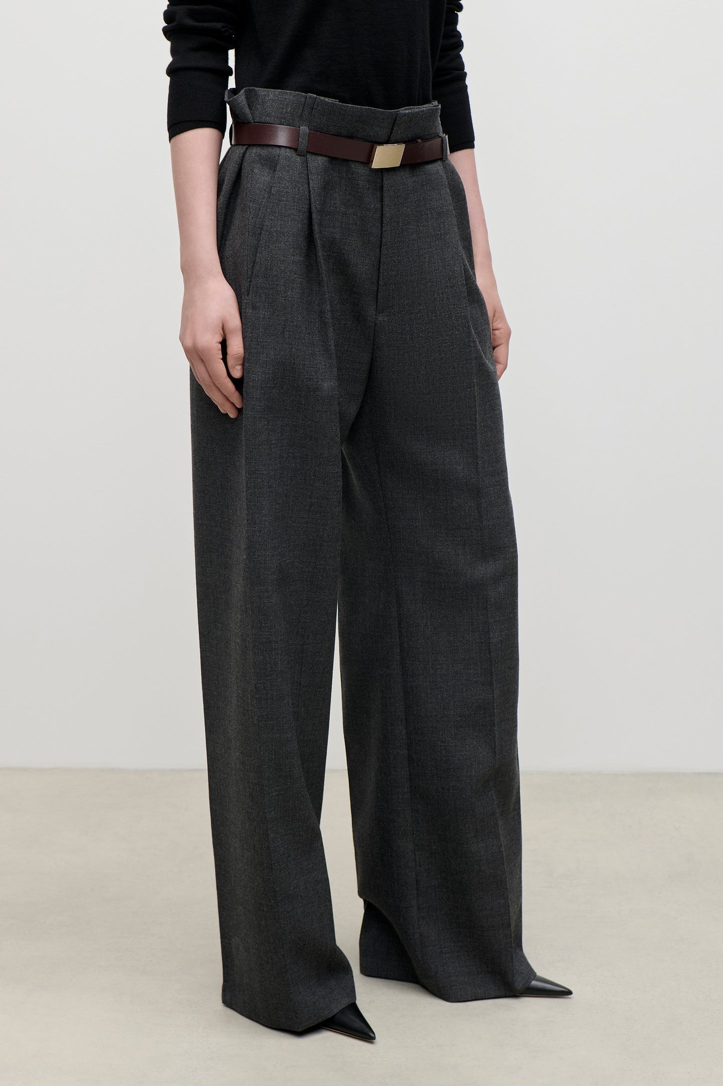 Ethel Trouser In Dark Grey Melange