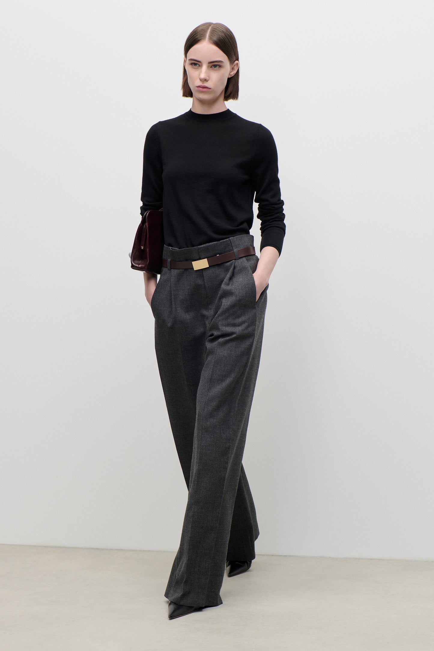 Ethel Trouser In Dark Grey Melange