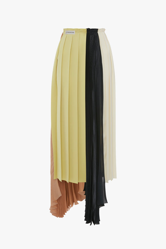 Pleated Layer Asymmetric Skirt In Multi