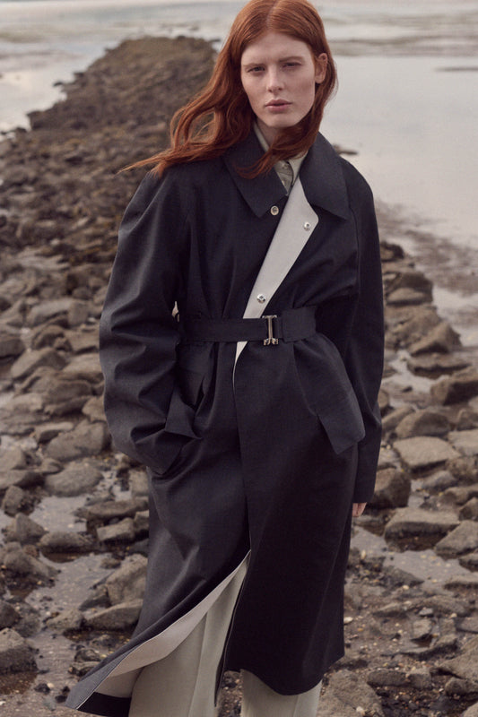Victoria Beckham X Mackintosh Belted Trench In Charcoal