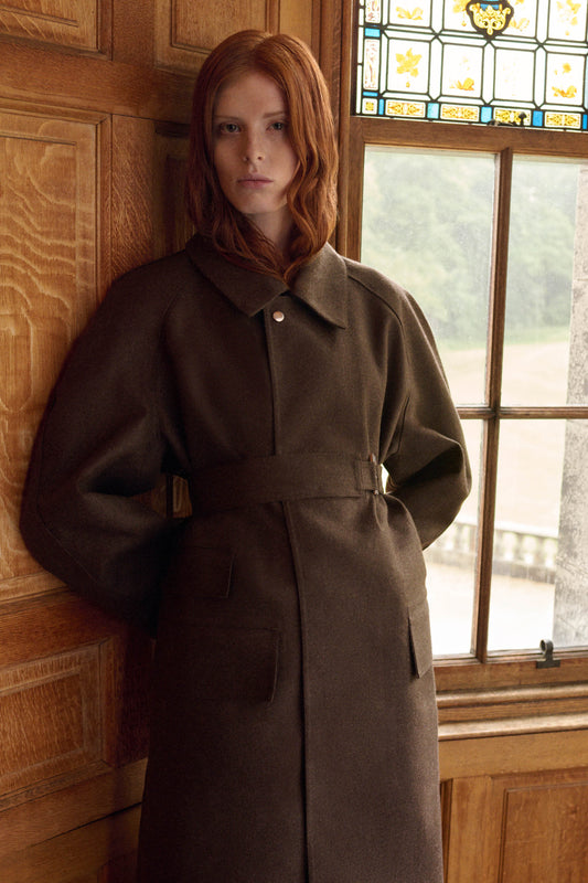 Victoria Beckham X Mackintosh Belted Trench In Brown