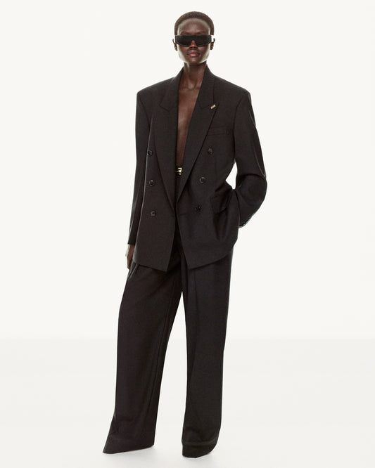 Relaxed Double Breasted Jacket In Black