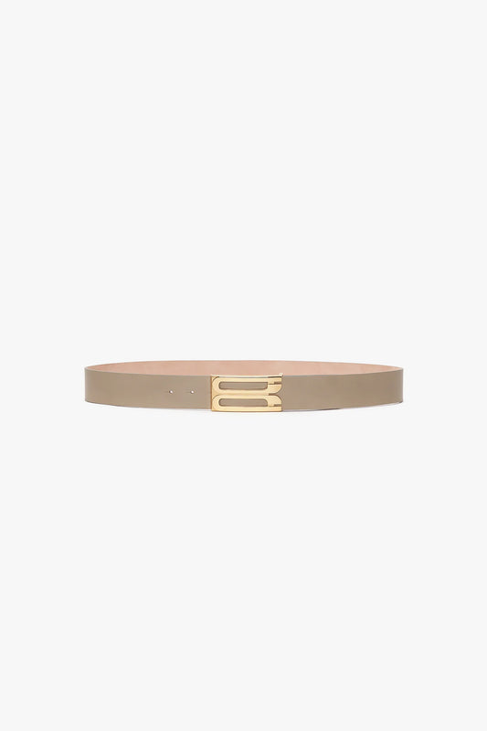 Jumbo Frame Belt In Beige Leather