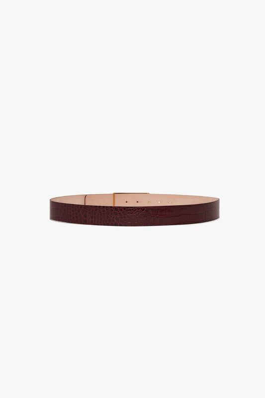 Victoria Beckham Deep Burgundy Calf Leather Belt - NWT Dorian Belt In Burgundy Croc Embossed Calf Leather  main image 3