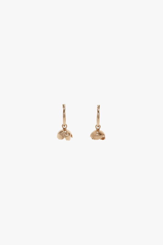 Camellia Flower Hoop Earrings In Gold