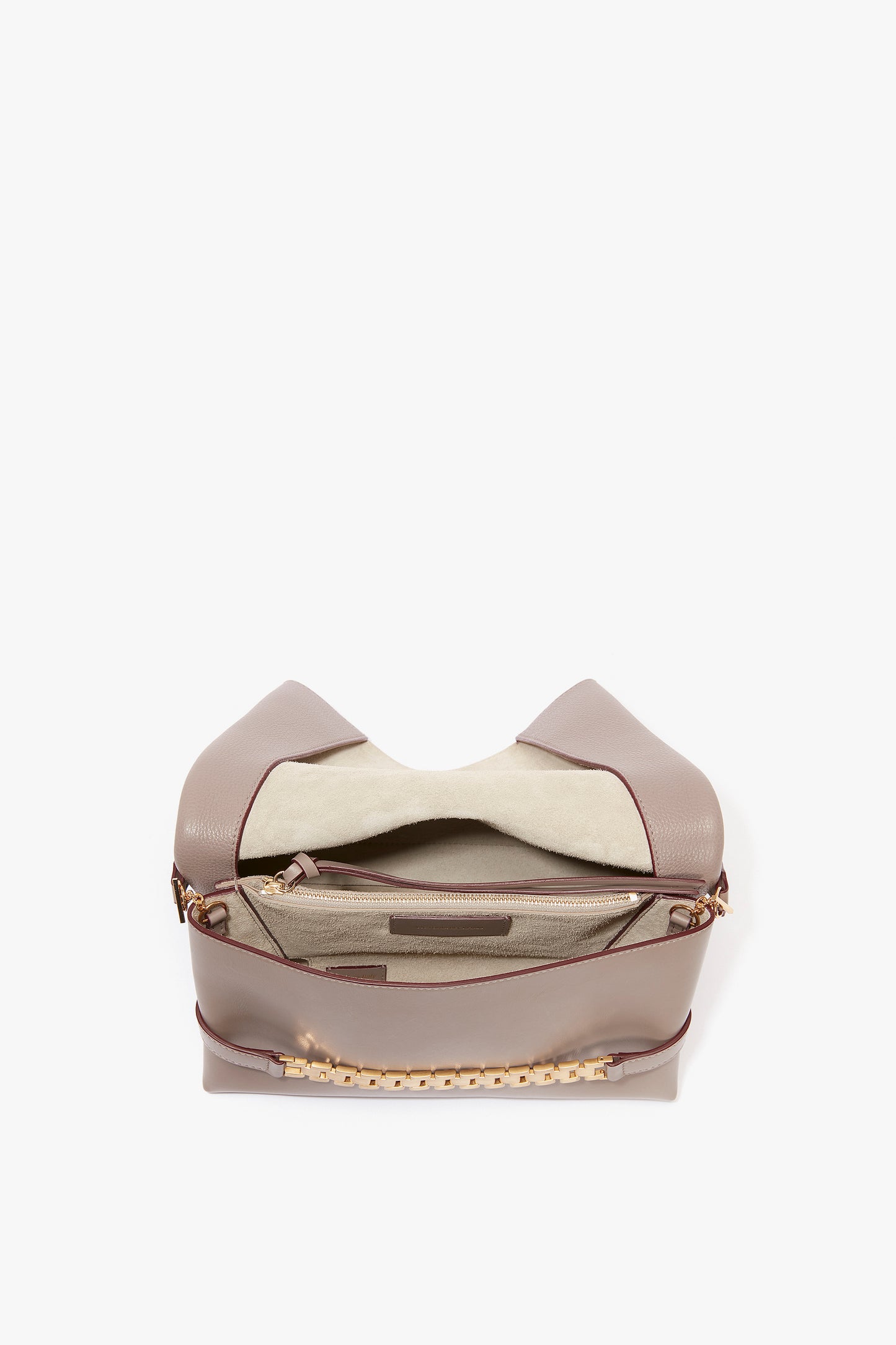 Chain Pouch In Taupe Grained Leather