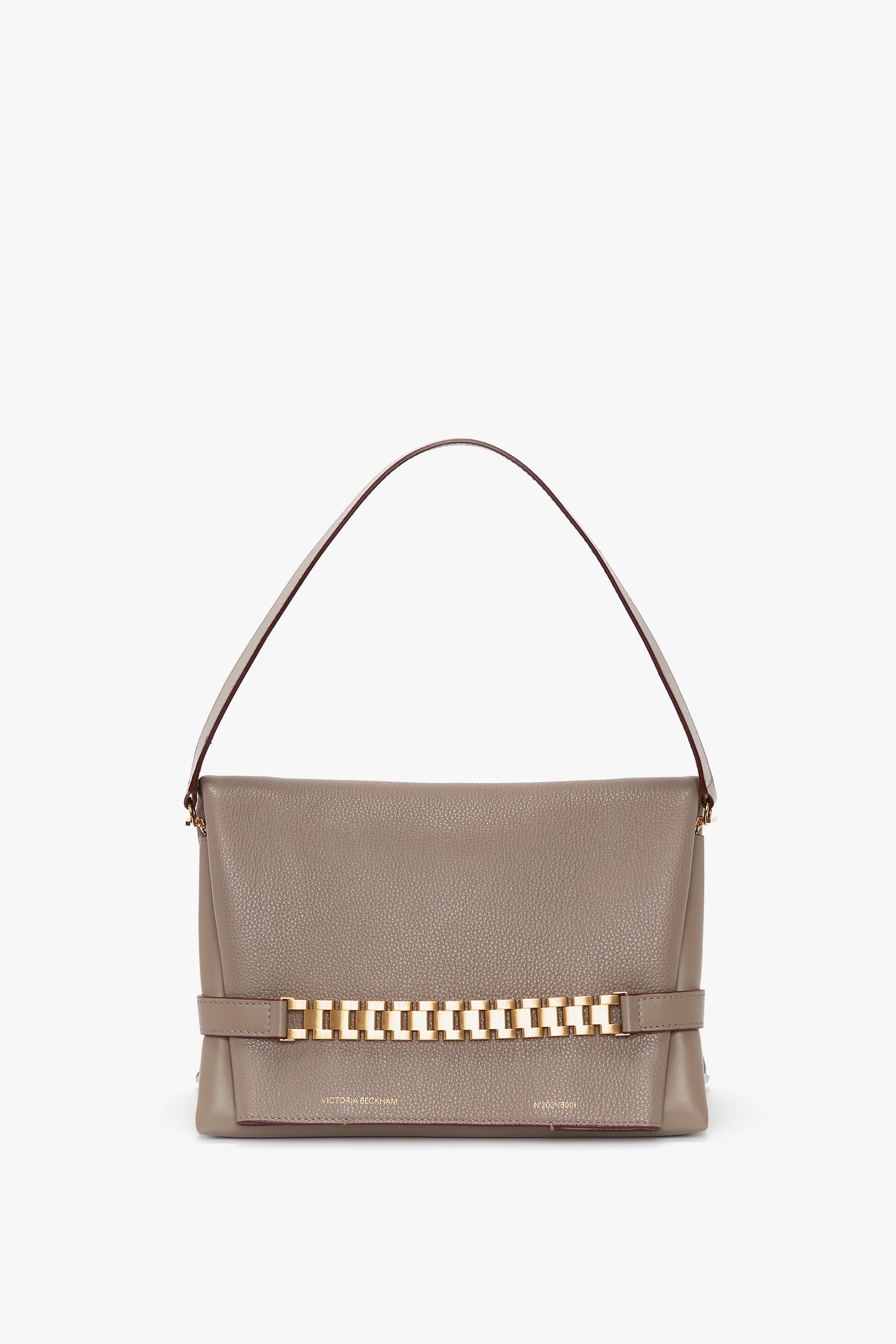 Chain Pouch In Taupe Grained Leather