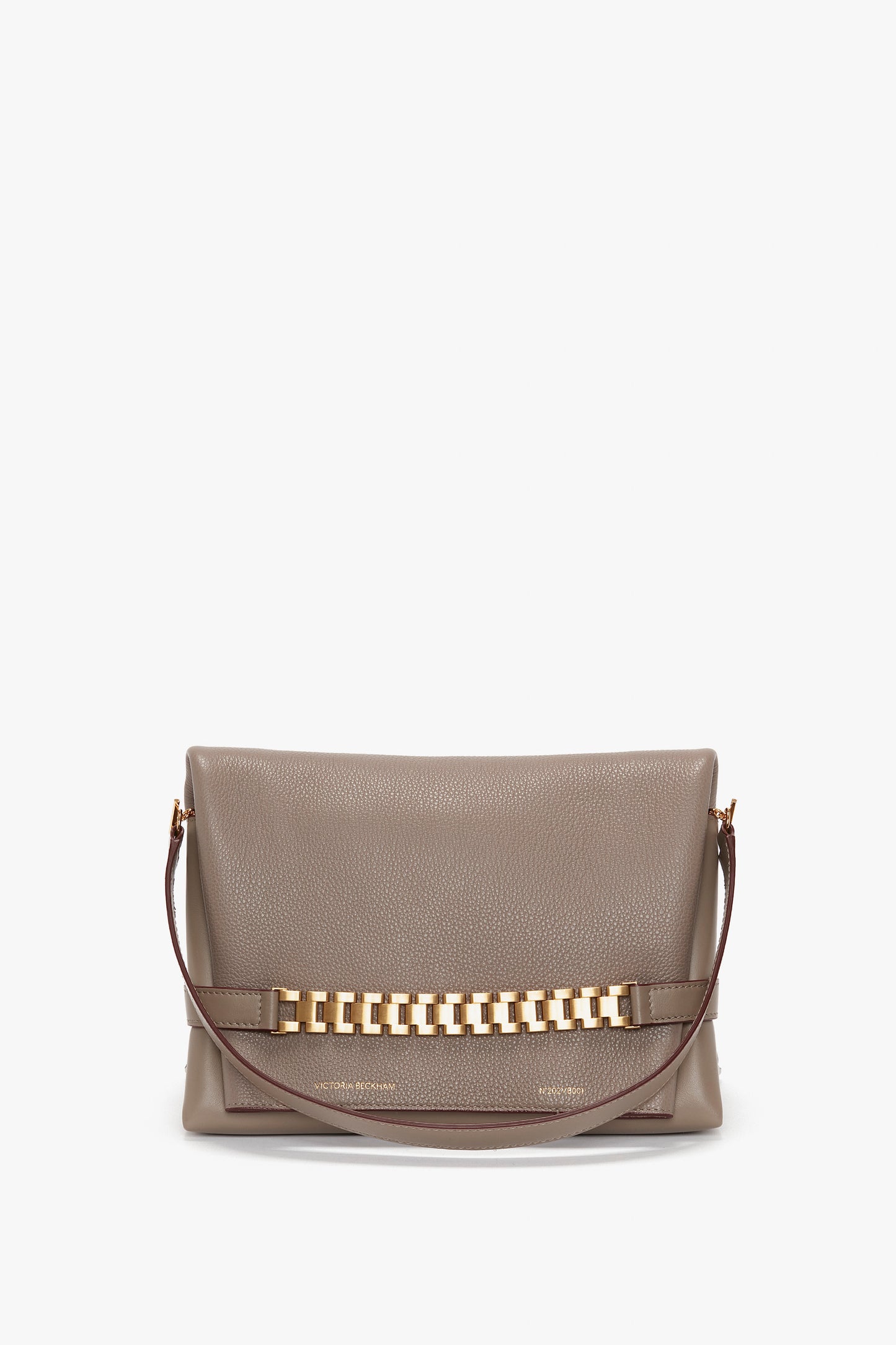 Chain Pouch In Taupe Grained Leather