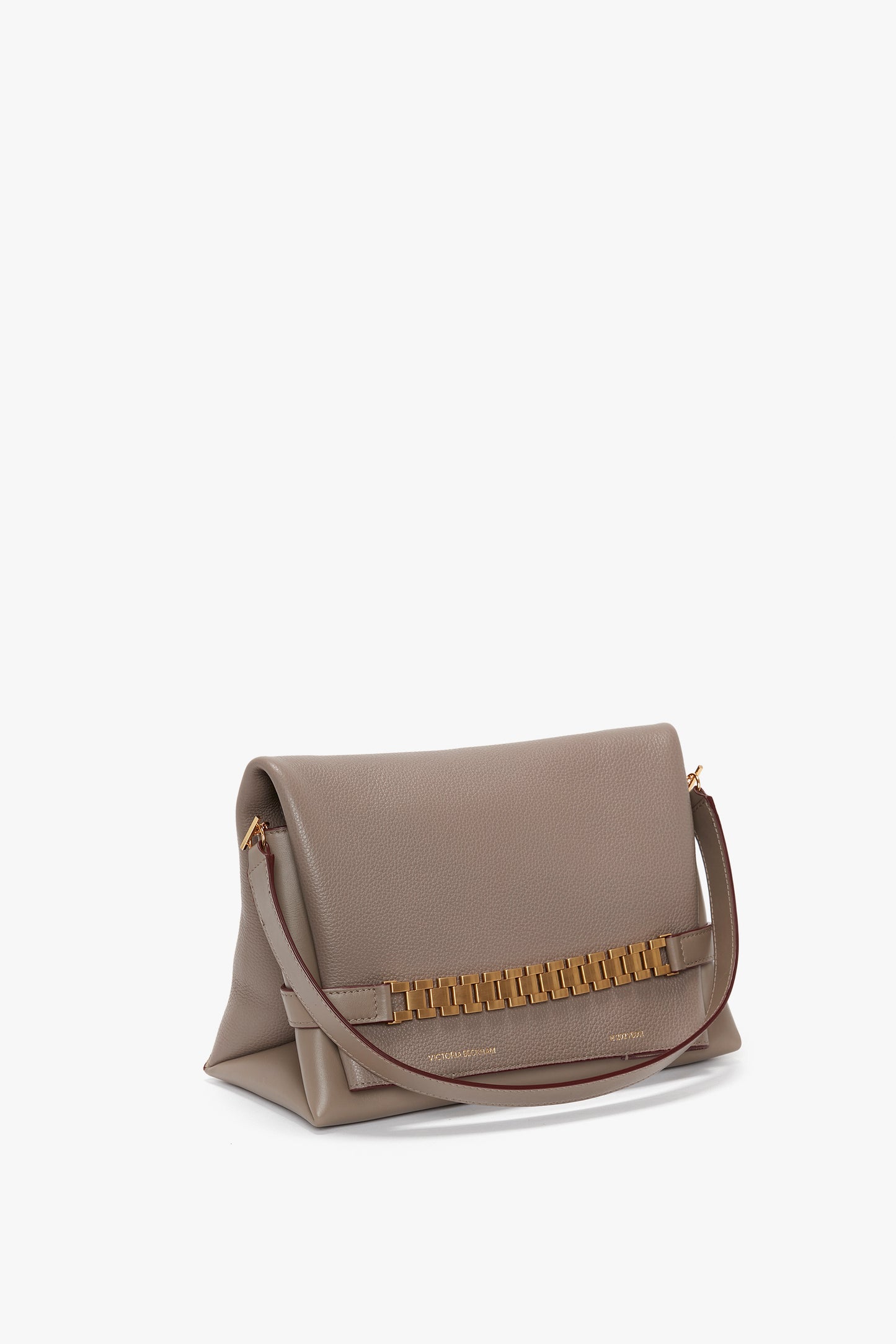 Chain Pouch In Taupe Grained Leather
