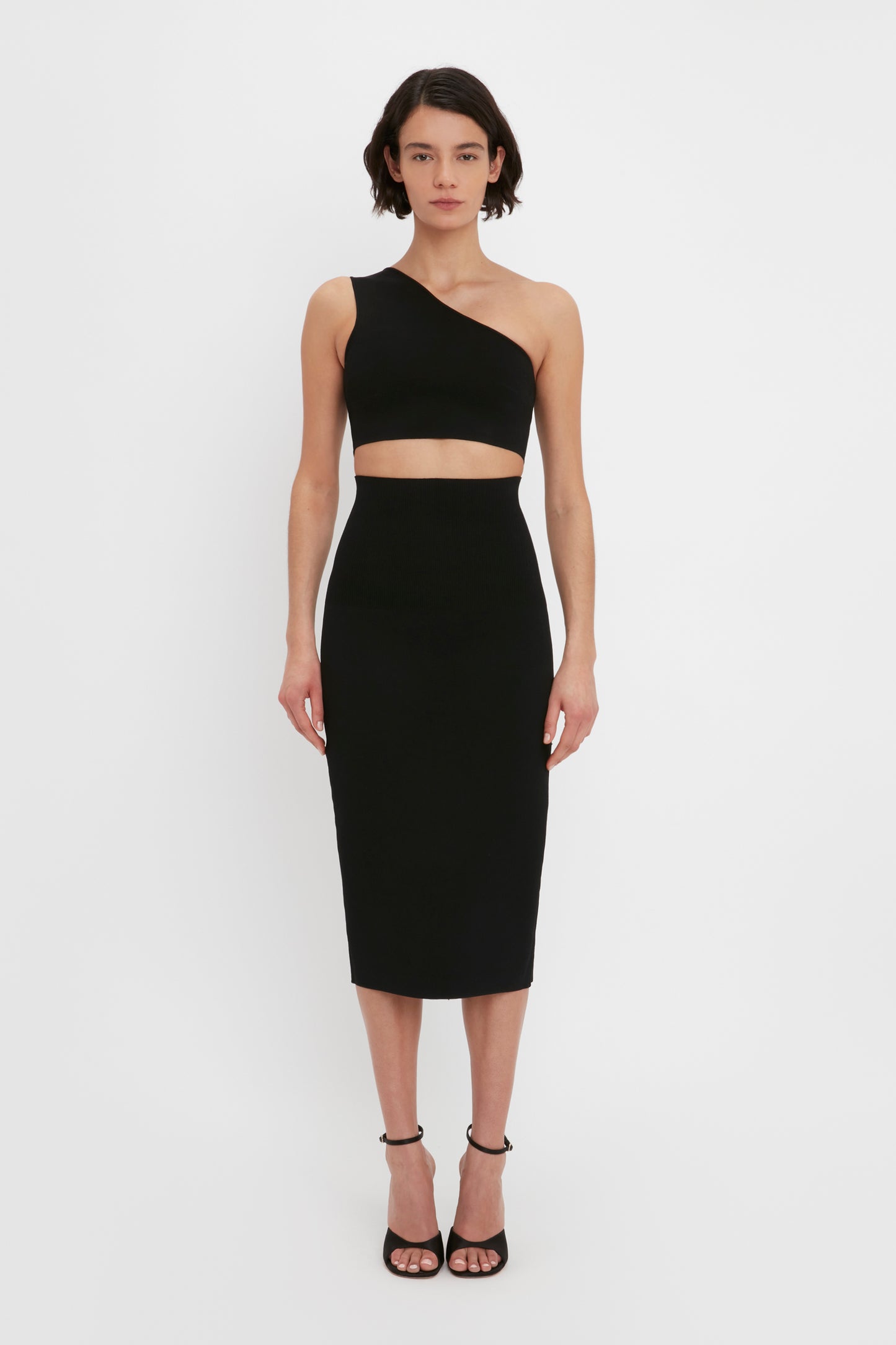 VB Body Fitted Midi Skirt In Black