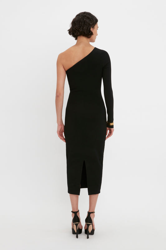 VB Body One Shoulder Midi Dress In Black