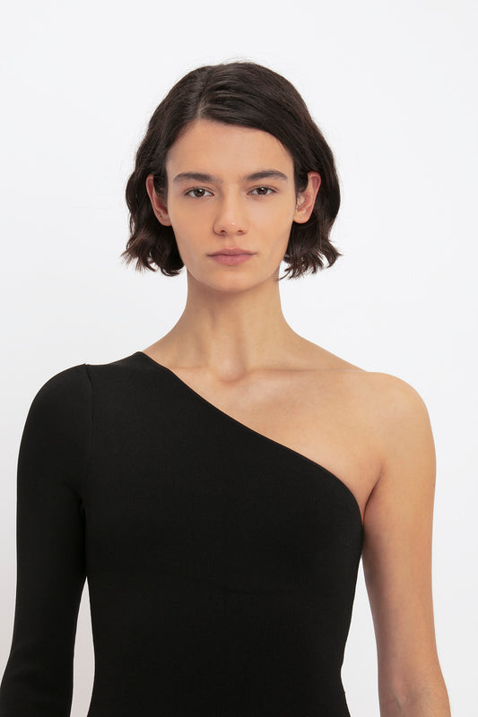 VB Body One Shoulder Top In Black