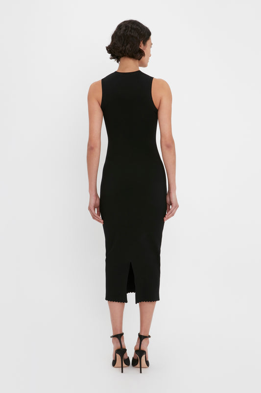 VB Body Slash Front Midi Dress In Black