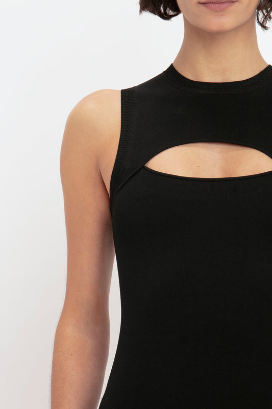 VB Body Slash Front Midi Dress In Black