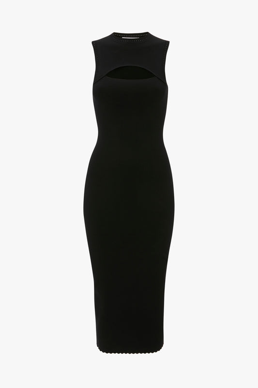 VB Body Slash Front Midi Dress In Black