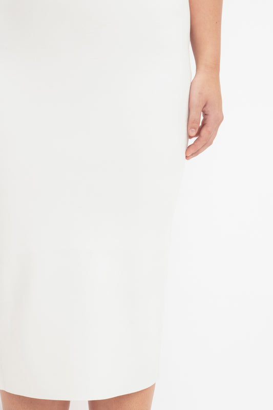 VB Body Slash Front Midi Dress In White