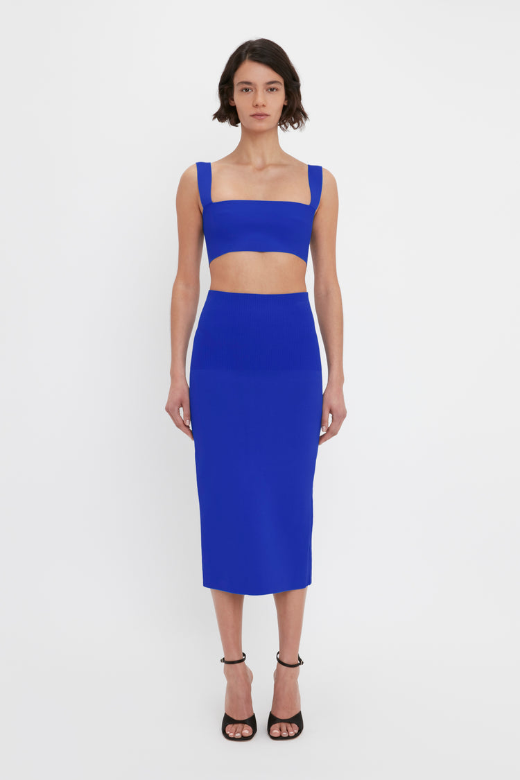 VB Body Fitted Midi Skirt In Cobalt