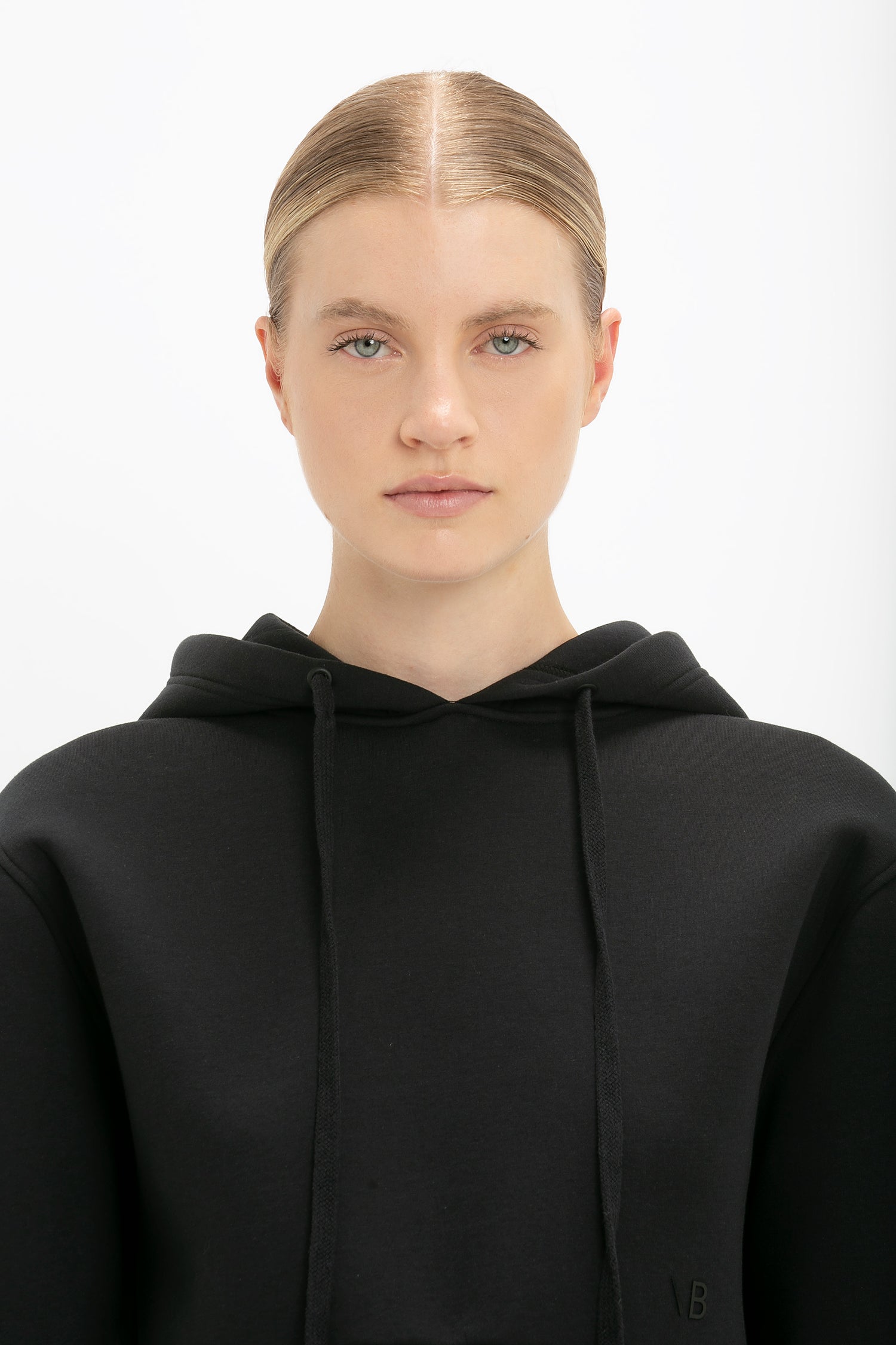 Cropped Neoprene Hoodie In Black Victoria Beckham UK