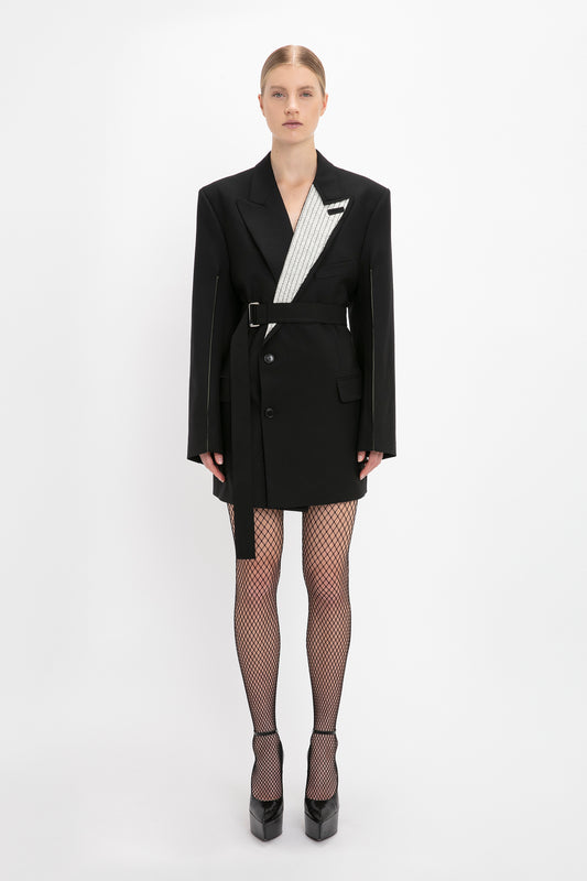 Double Breasted Tailored Dress In Black