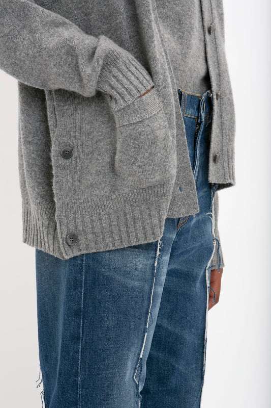 Double Layer Cardigan In Grey Melange
