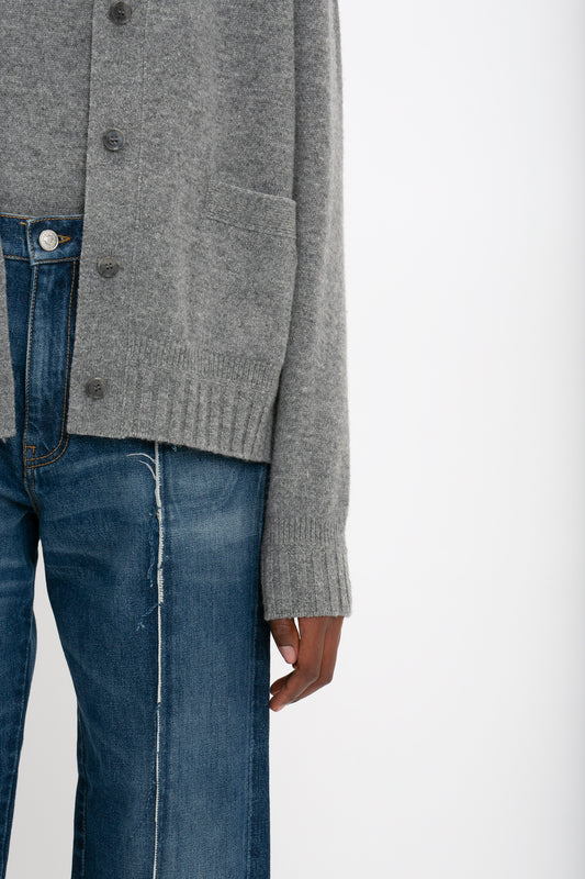 Double Layer Cardigan In Grey Melange
