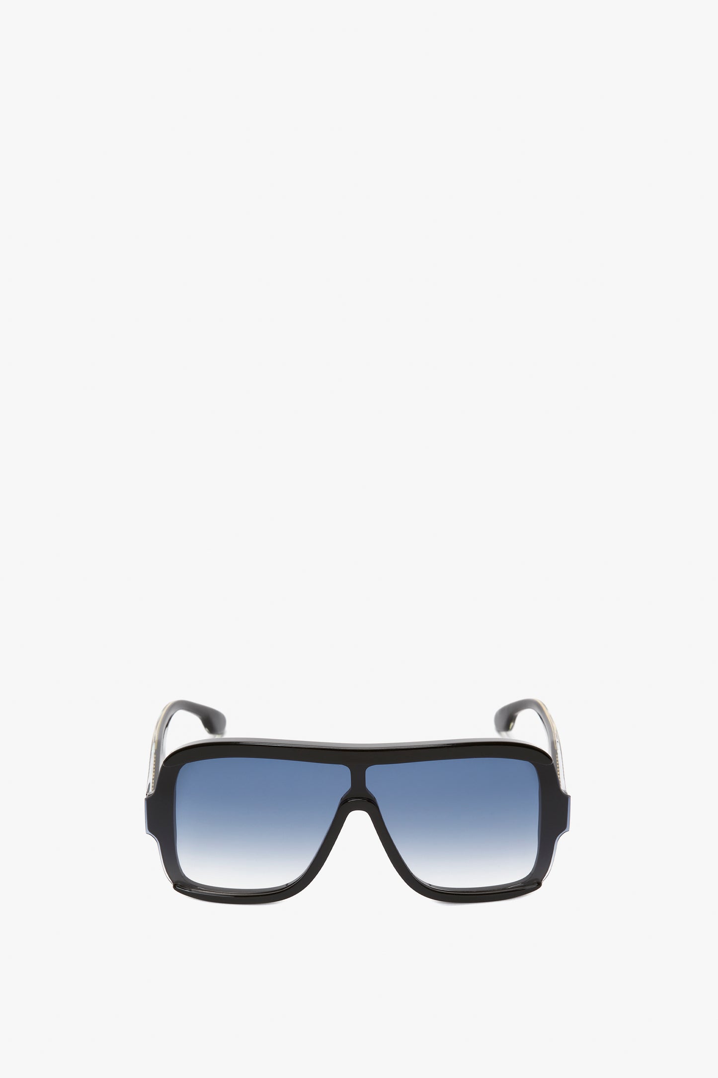 Layered Mask Sunglasses In Black Gradient by Victoria Beckham, isolated on a white background.