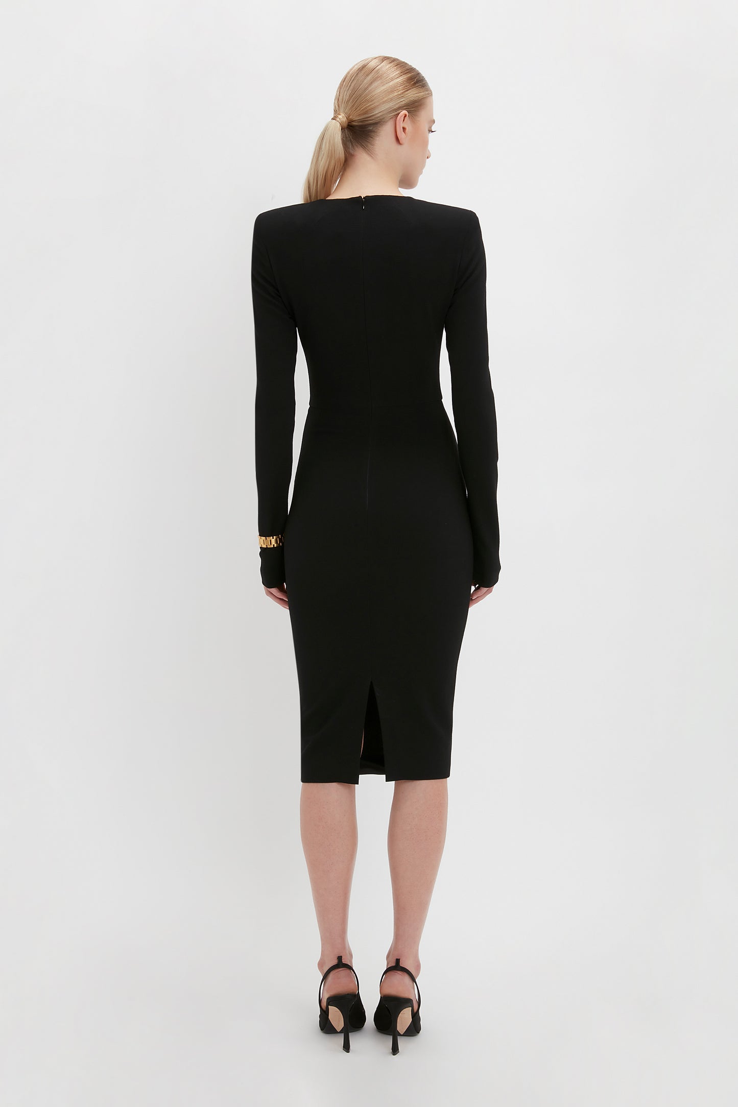 Long Sleeve T Shirt Fitted Dress In Black Victoria Beckham UK