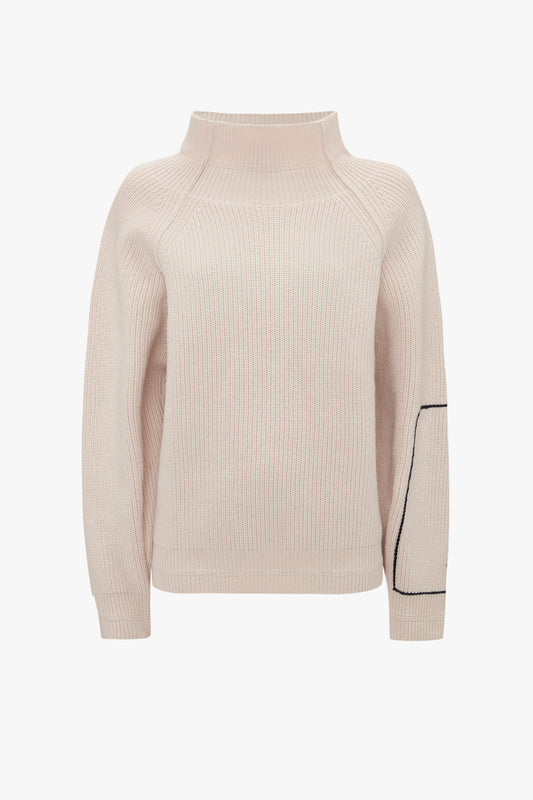 Oversized Polo Neck Jumper In Cream