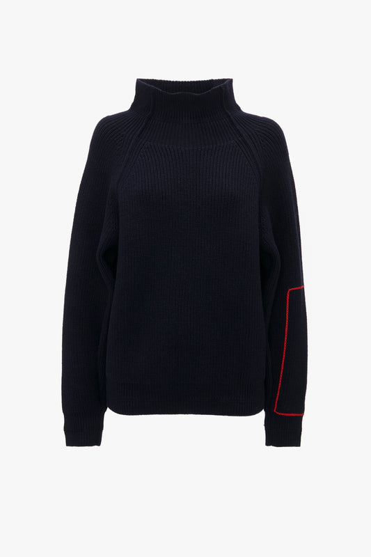 Oversized Polo Neck Jumper In Navy