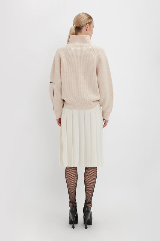Oversized Polo Neck Jumper In Cream