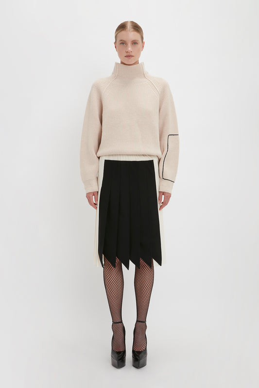 Oversized Polo Neck Jumper In Cream