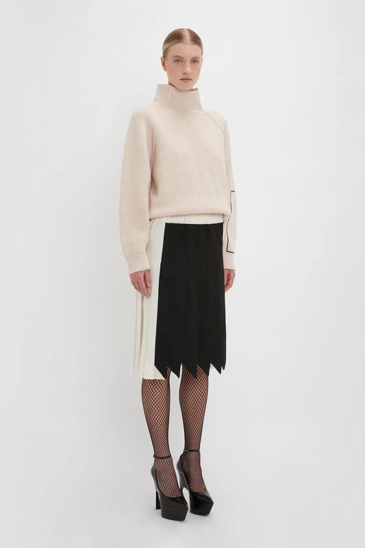 Oversized Polo Neck Jumper In Cream