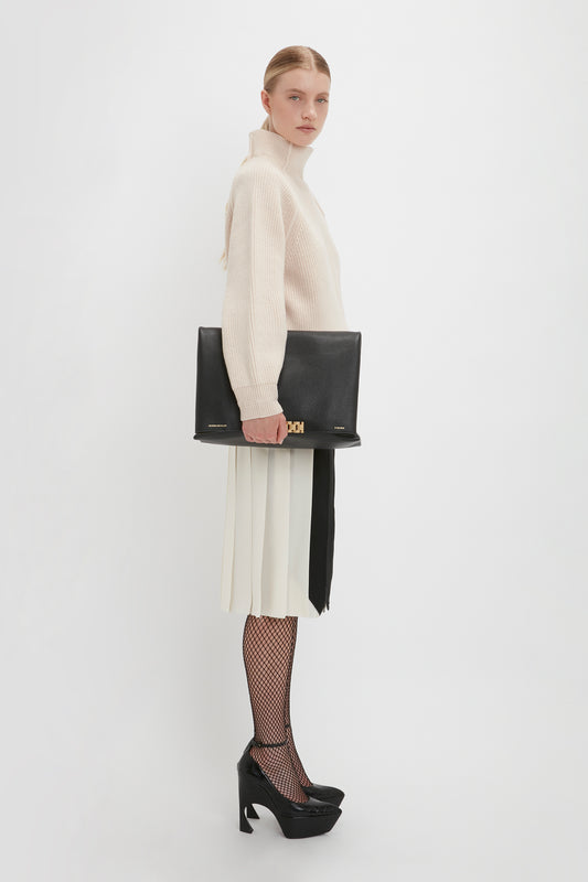 Oversized Polo Neck Jumper In Cream