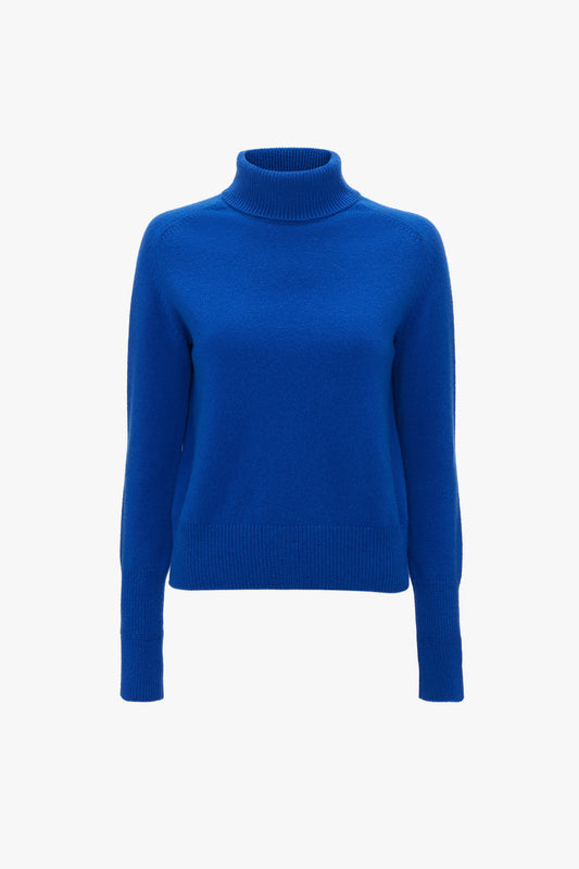 Polo Neck Jumper In Sapphire Blue