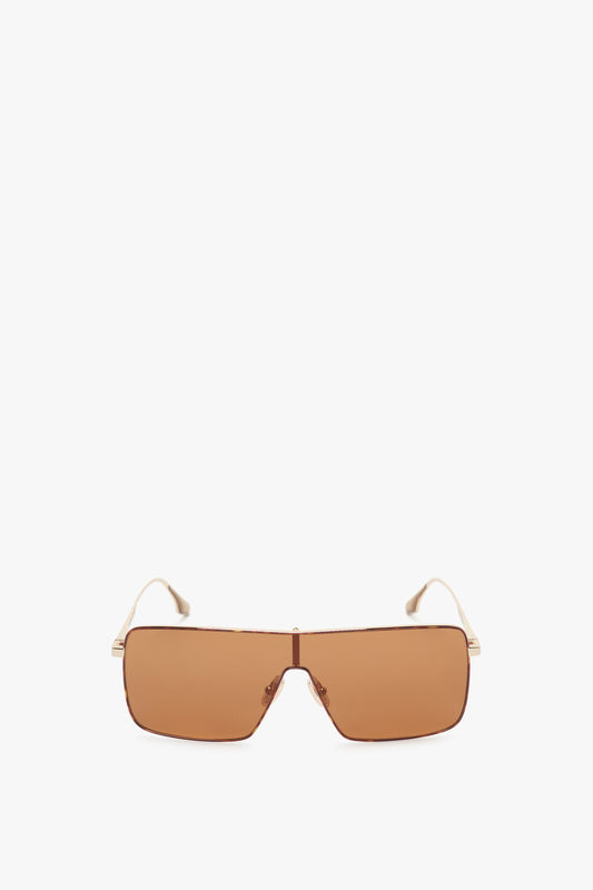 Rectangular Visor Gold-Framed Sunglasses