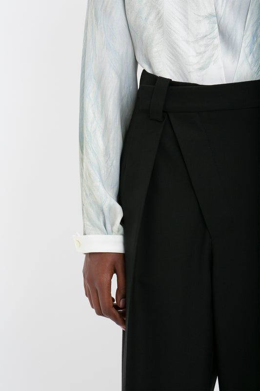 Wrap Front Trouser In Black