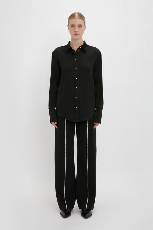 Waistcoat Detail Shirt In Black
