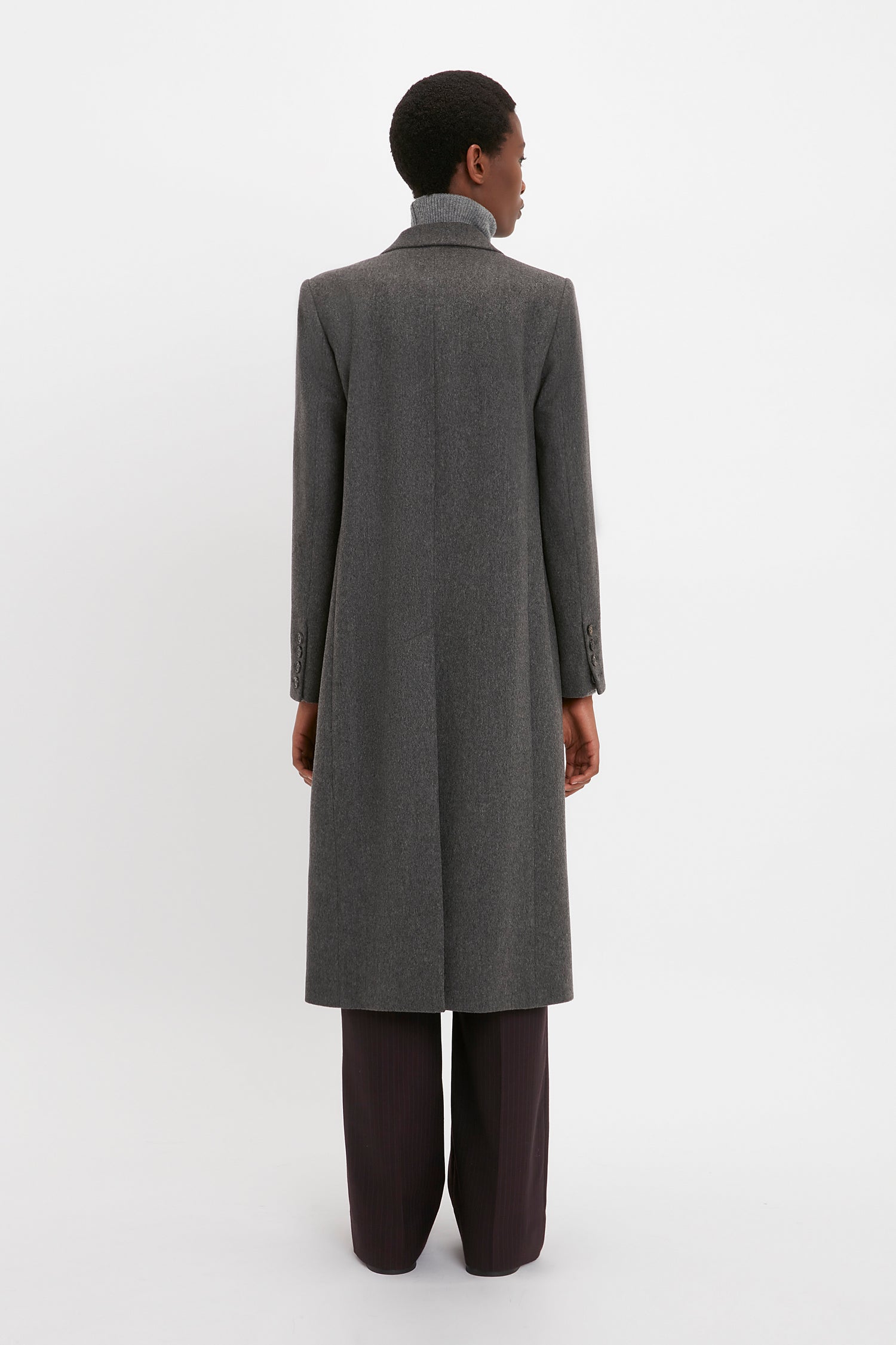 Tailored Slim Coat In Grey Melange Victoria Beckham UK
