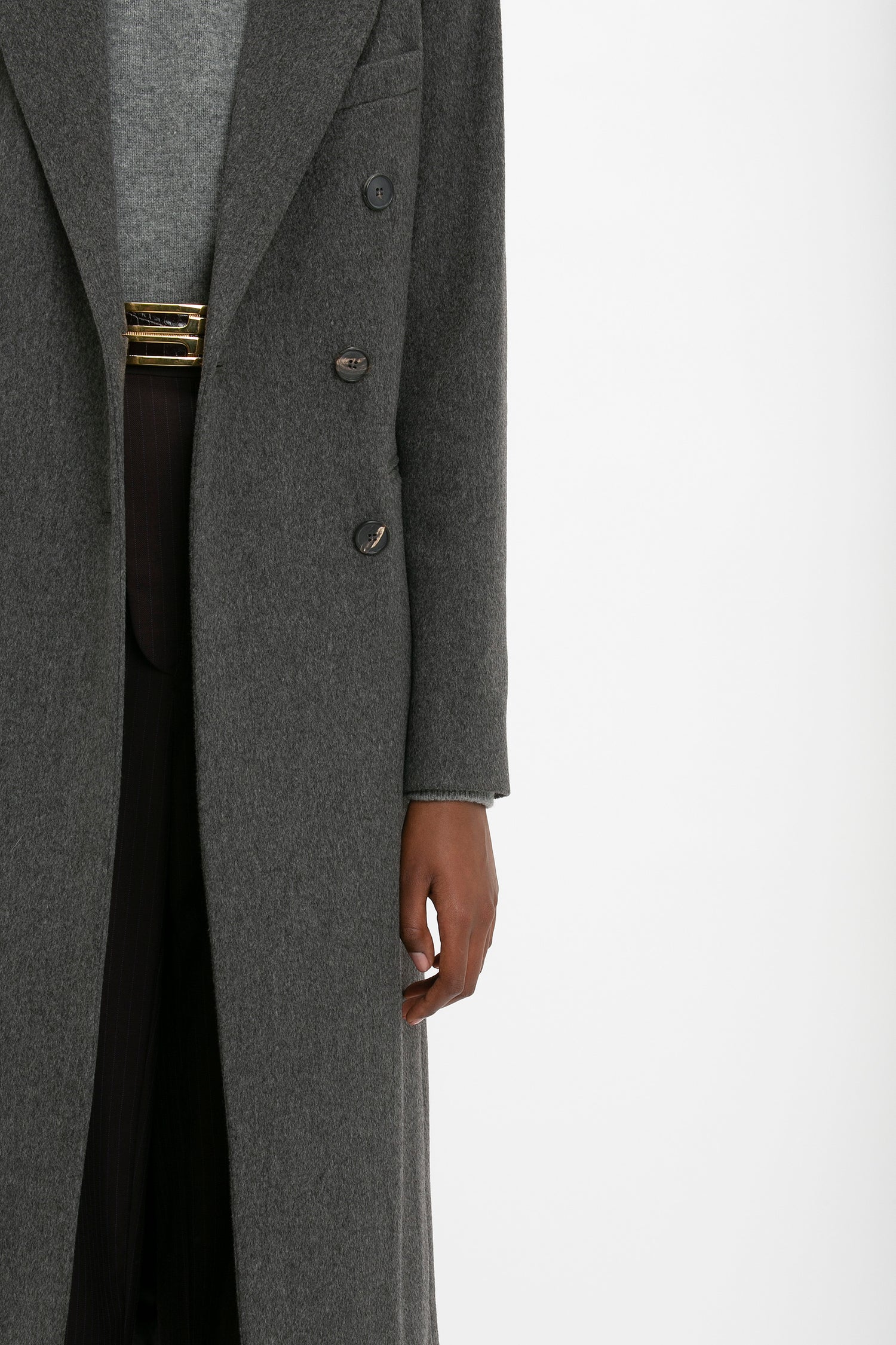 Tailored Slim Coat In Grey Melange Victoria Beckham UK