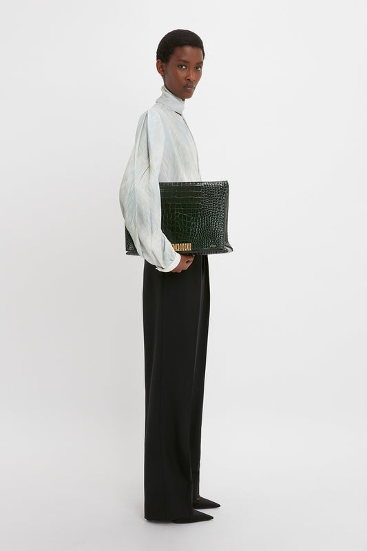 Wrap Front Trouser In Black